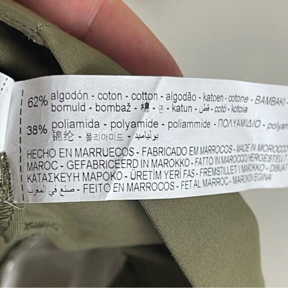 Zara Pants Womens size large Olive Green Paperbag Waist Belted Tapered Cargo NWT - Picture 9 of 14